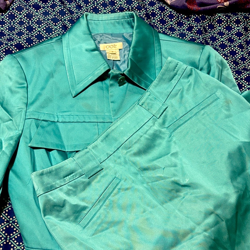 Cachê teal jacket and skirt combo